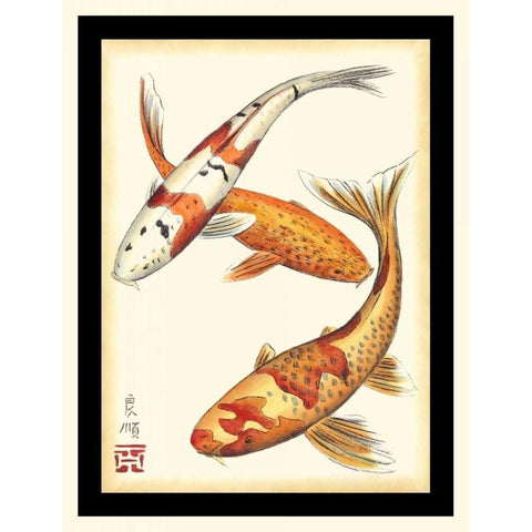 Koi Fish I Gold Ornate Wood Framed Art Print with Double Matting by Zarris, Chariklia