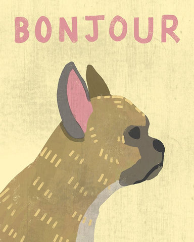 Bonjour White Modern Wood Framed Art Print with Double Matting by Inner Circle