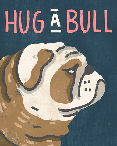 Hug A Bull White Modern Wood Framed Art Print with Double Matting by Inner Circle