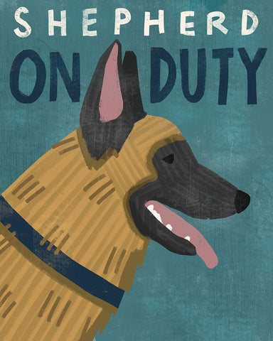 Shepherd On Duty Black Ornate Wood Framed Art Print with Double Matting by Inner Circle