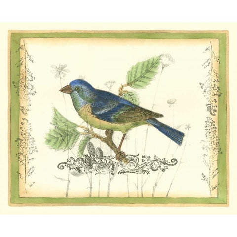 Bird and Wildflowers I White Modern Wood Framed Art Print by Goldberger, Jennifer