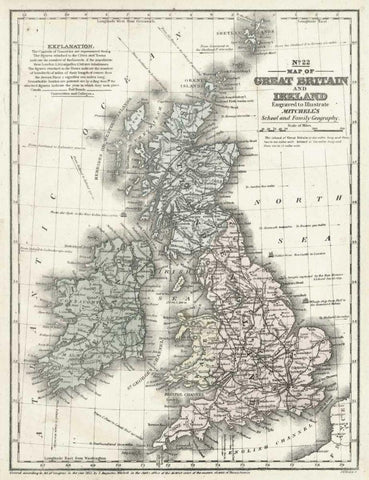 Mitchells Map of Great Britain and Ireland White Modern Wood Framed Art Print with Double Matting by Mitchell