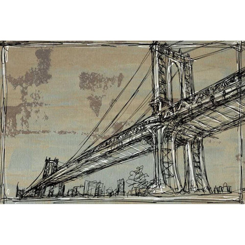 Kinetic City Sketch II Black Modern Wood Framed Art Print by Harper, Ethan