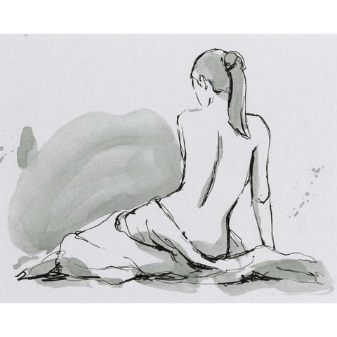 Draped Nude IV Black Modern Wood Framed Art Print with Double Matting by Harper, Ethan