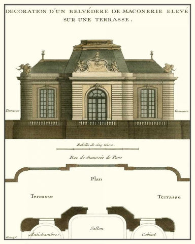 Belvedere Palace I White Modern Wood Framed Art Print with Double Matting by Unknown