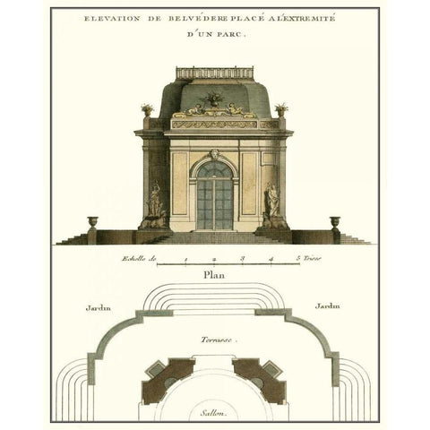 Belvedere Palace II Black Modern Wood Framed Art Print by Unknown