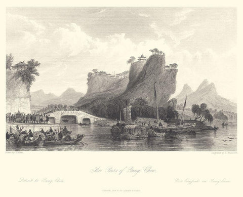 The Pass of Yang Chow White Modern Wood Framed Art Print with Double Matting by Allom, T.