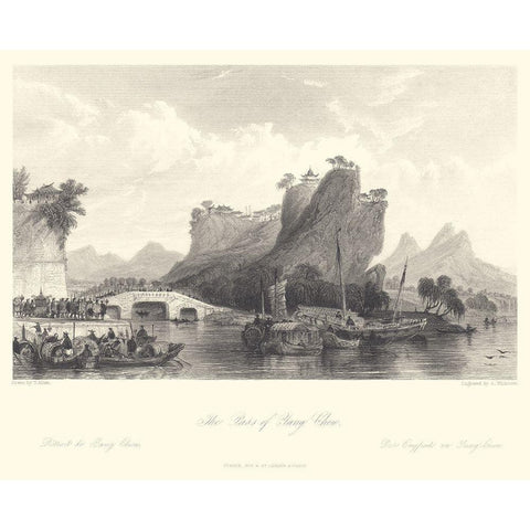 The Pass of Yang Chow Gold Ornate Wood Framed Art Print with Double Matting by Allom, T.