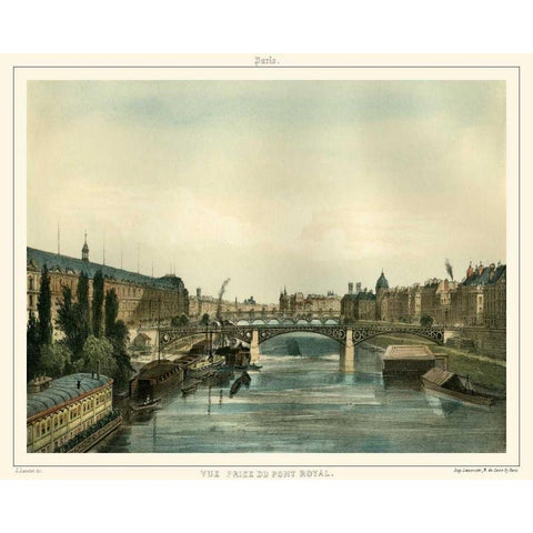 Vue Du Pont Royal Gold Ornate Wood Framed Art Print with Double Matting by Unknown
