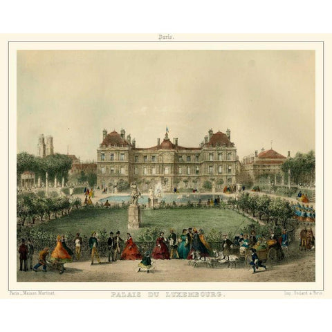Palais Du Luxembourg Gold Ornate Wood Framed Art Print with Double Matting by Unknown