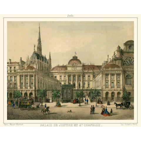 Palais De Justice Gold Ornate Wood Framed Art Print with Double Matting by Unknown
