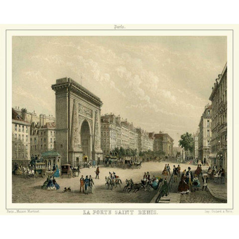 La Porte Saint Denis Black Modern Wood Framed Art Print by Unknown