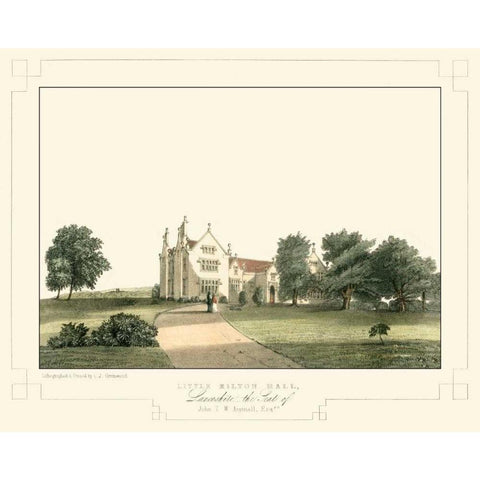 Lancashire Castles V White Modern Wood Framed Art Print by Greenwood, C.J.