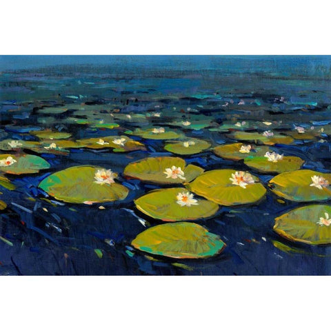 Lily Pads I Black Modern Wood Framed Art Print with Double Matting by OToole, Tim