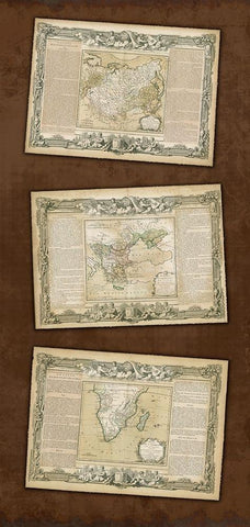 Weathered Maps I White Modern Wood Framed Art Print with Double Matting by Vision Studio