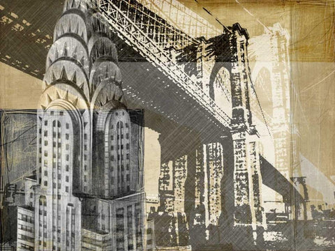 Metropolitan Collage I Black Ornate Wood Framed Art Print with Double Matting by Harper, Ethan