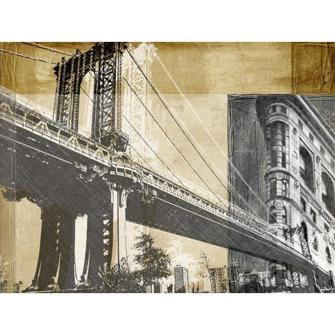 Metropolitan Collage II Black Modern Wood Framed Art Print with Double Matting by Harper, Ethan