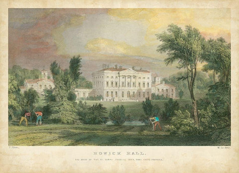 Howick Hall Black Ornate Wood Framed Art Print with Double Matting by Allom, T.