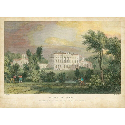 Howick Hall Black Modern Wood Framed Art Print by Allom, T.