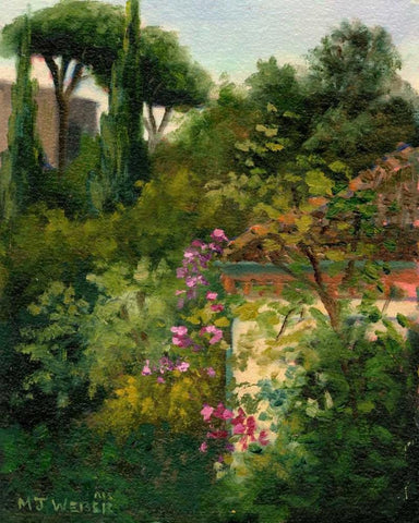 The Villa Next Door Black Ornate Wood Framed Art Print with Double Matting by Weber, Mary Jean