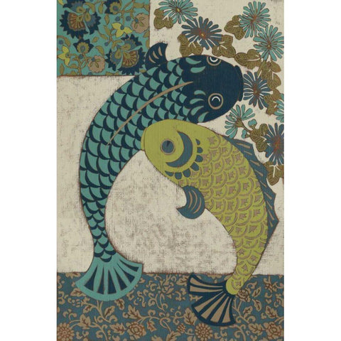 Koi Ornament I Gold Ornate Wood Framed Art Print with Double Matting by Chariklia Zarris