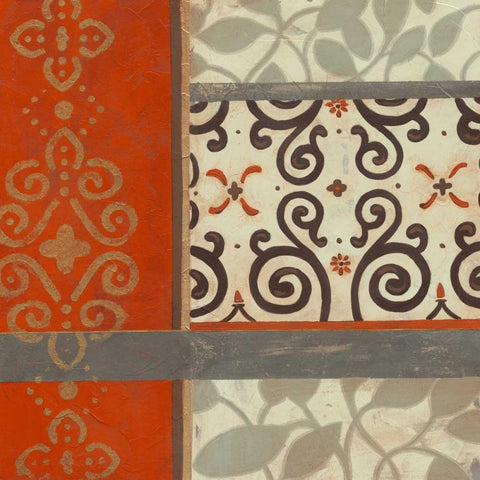 Mandarin Scroll I Black Modern Wood Framed Art Print by Vess, June Erica