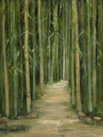 Bamboo Forest White Modern Wood Framed Art Print with Double Matting by Crawford, Beverly