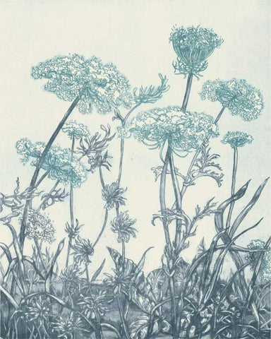 Indigo Fields I Black Ornate Wood Framed Art Print with Double Matting by Vision Studio