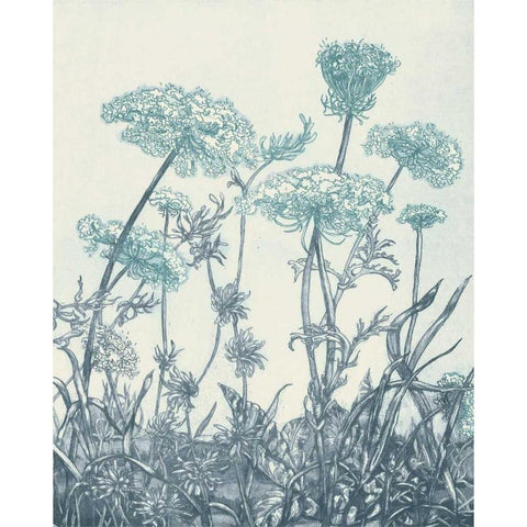 Indigo Fields I Black Modern Wood Framed Art Print with Double Matting by Vision Studio