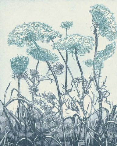 Indigo Fields II Black Ornate Wood Framed Art Print with Double Matting by Vision Studio