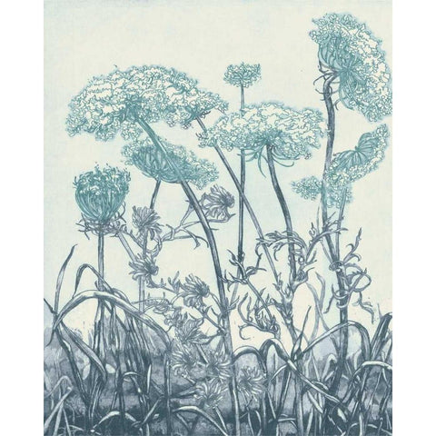 Indigo Fields II White Modern Wood Framed Art Print by Vision Studio