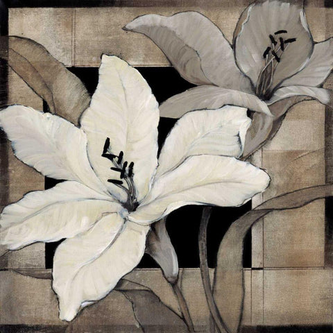 Dramatic Lily Grid I White Modern Wood Framed Art Print with Double Matting by OToole, Tim