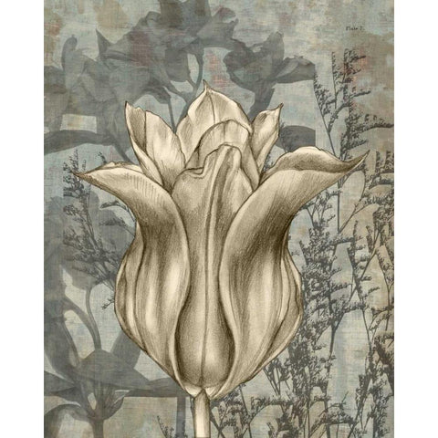 Tulip and Wildflowers III Gold Ornate Wood Framed Art Print with Double Matting by Goldberger, Jennifer