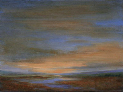 Wetlands Sunset Black Ornate Wood Framed Art Print with Double Matting by Finch, Sheila