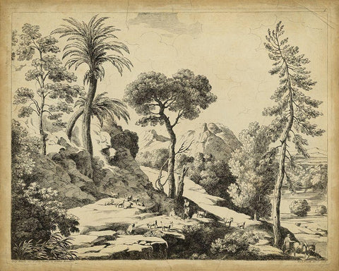 Classical Landscape I White Modern Wood Framed Art Print with Double Matting by Pinelli, B.