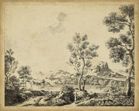 Classical Landscape II Black Ornate Wood Framed Art Print with Double Matting by Pinelli, B.