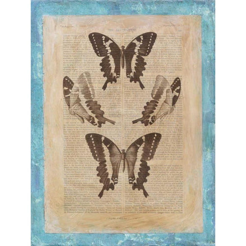 Bookplate Butterflies I White Modern Wood Framed Art Print by Vision Studio