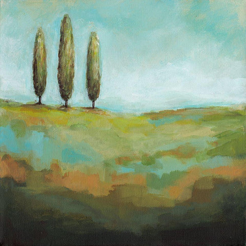 Singing Trees I Gold Ornate Wood Framed Art Print with Double Matting by Long, Christina