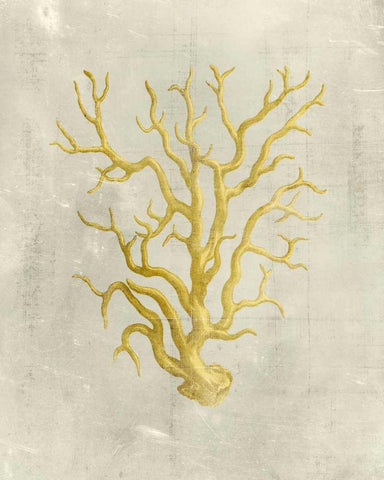 Coral in Mustard  White Modern Wood Framed Art Print with Double Matting by Vision Studio