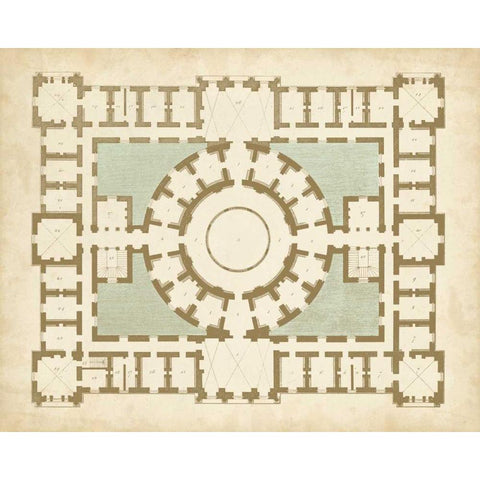 Plan in Taupe and Spa III Black Modern Wood Framed Art Print by Vision Studio