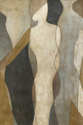 Figure Overlay I Black Ornate Wood Framed Art Print with Double Matting by Meagher, Megan