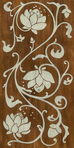 Faux Bois Floral I Black Ornate Wood Framed Art Print with Double Matting by Vess, June Erica