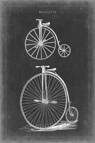 Vintage Bicycles I White Modern Wood Framed Art Print with Double Matting by Vision Studio