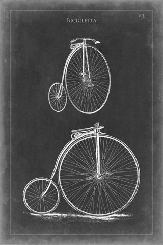Vintage Bicycles II White Modern Wood Framed Art Print with Double Matting by Vision Studio