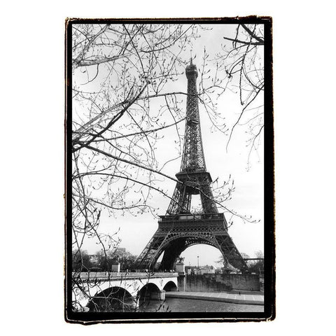 Eiffel Tower Along The Seine River Gold Ornate Wood Framed Art Print with Double Matting by DeNardo, Laura