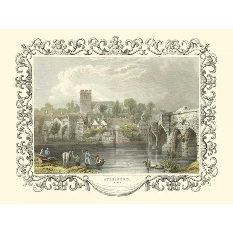 Aylesford Gold Ornate Wood Framed Art Print with Double Matting by Tombleson