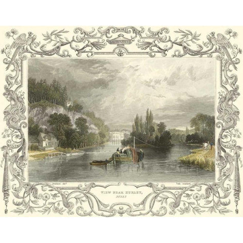 View Near Hurley Gold Ornate Wood Framed Art Print with Double Matting by Tombleson