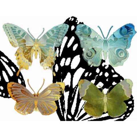 Layered Butterflies IV White Modern Wood Framed Art Print by Jasper, Sisa