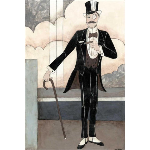Art Deco Gentleman Black Modern Wood Framed Art Print by Meagher, Megan