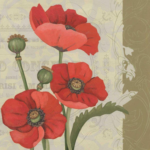 Paris Poppy II Gold Ornate Wood Framed Art Print with Double Matting by Zarris, Chariklia